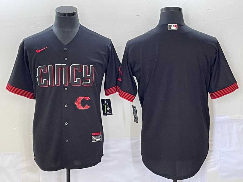 Men%27s Cincinnati Reds Blank Black 2023 City Connect Cool Base Stitched Jerseys